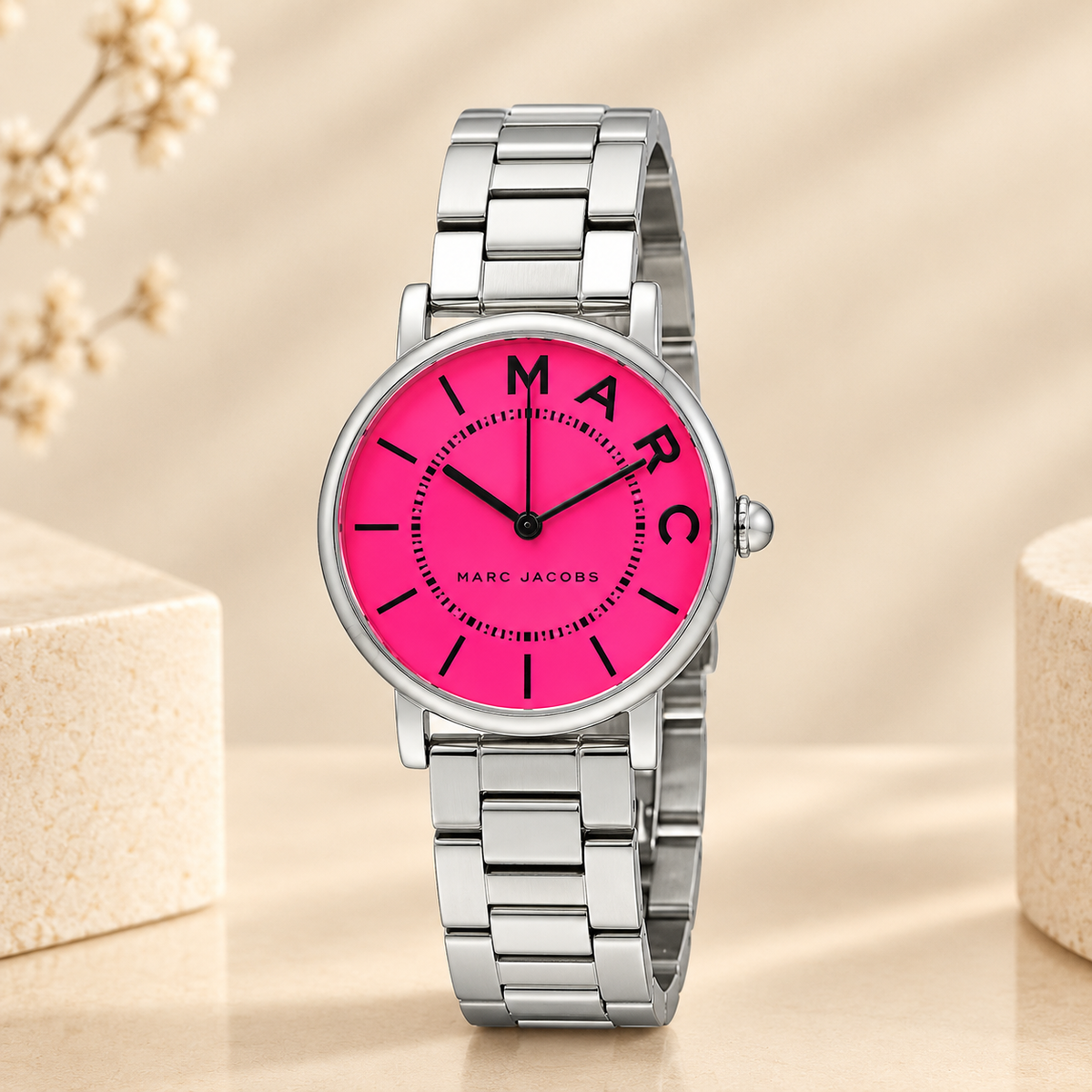 Montre Femme Marc Jacobs MJ3524 Roxy – Fuchsia – Acier Argenté – 36 mm