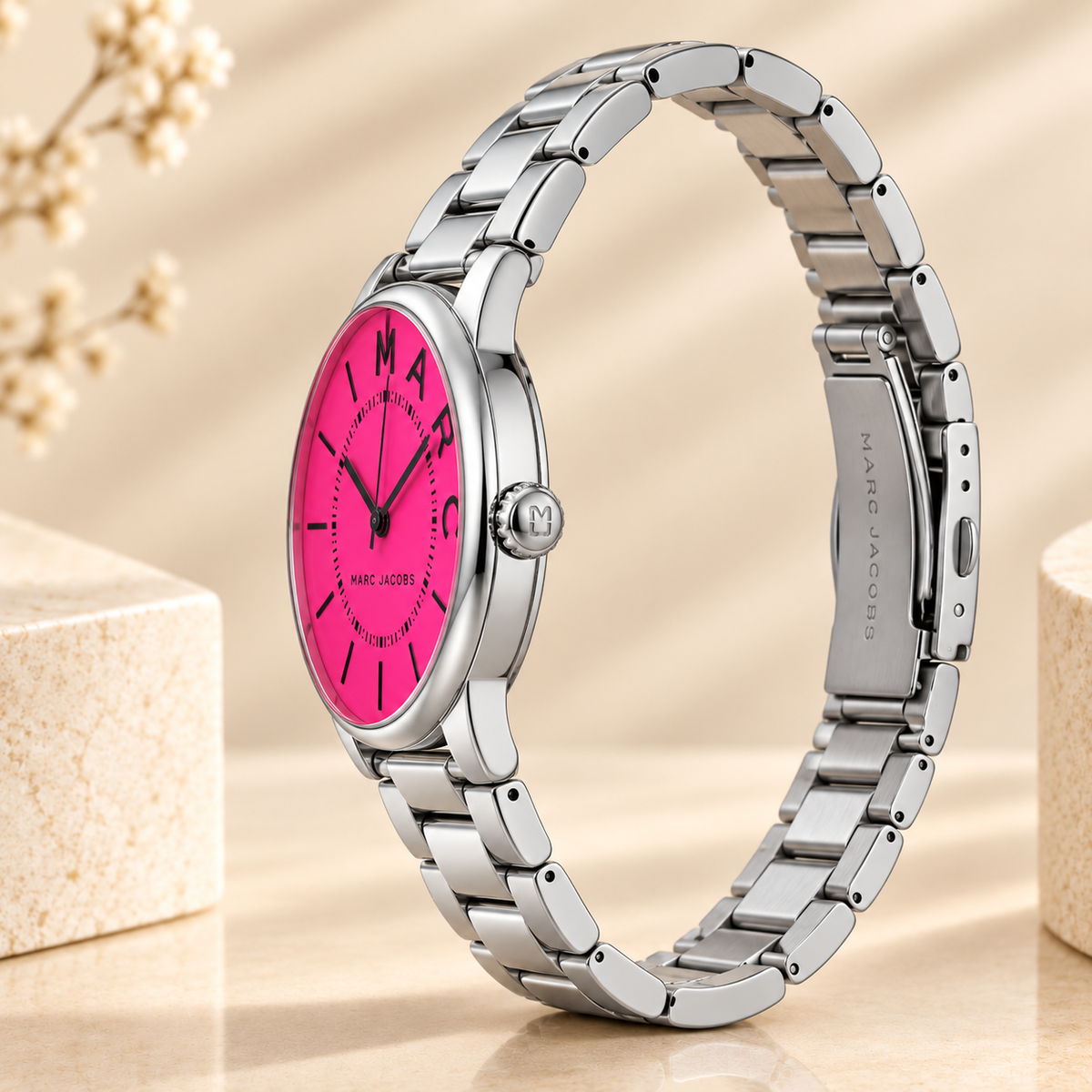 Montre Femme Marc Jacobs MJ3524 Roxy – Fuchsia – Acier Argenté – 36 mm