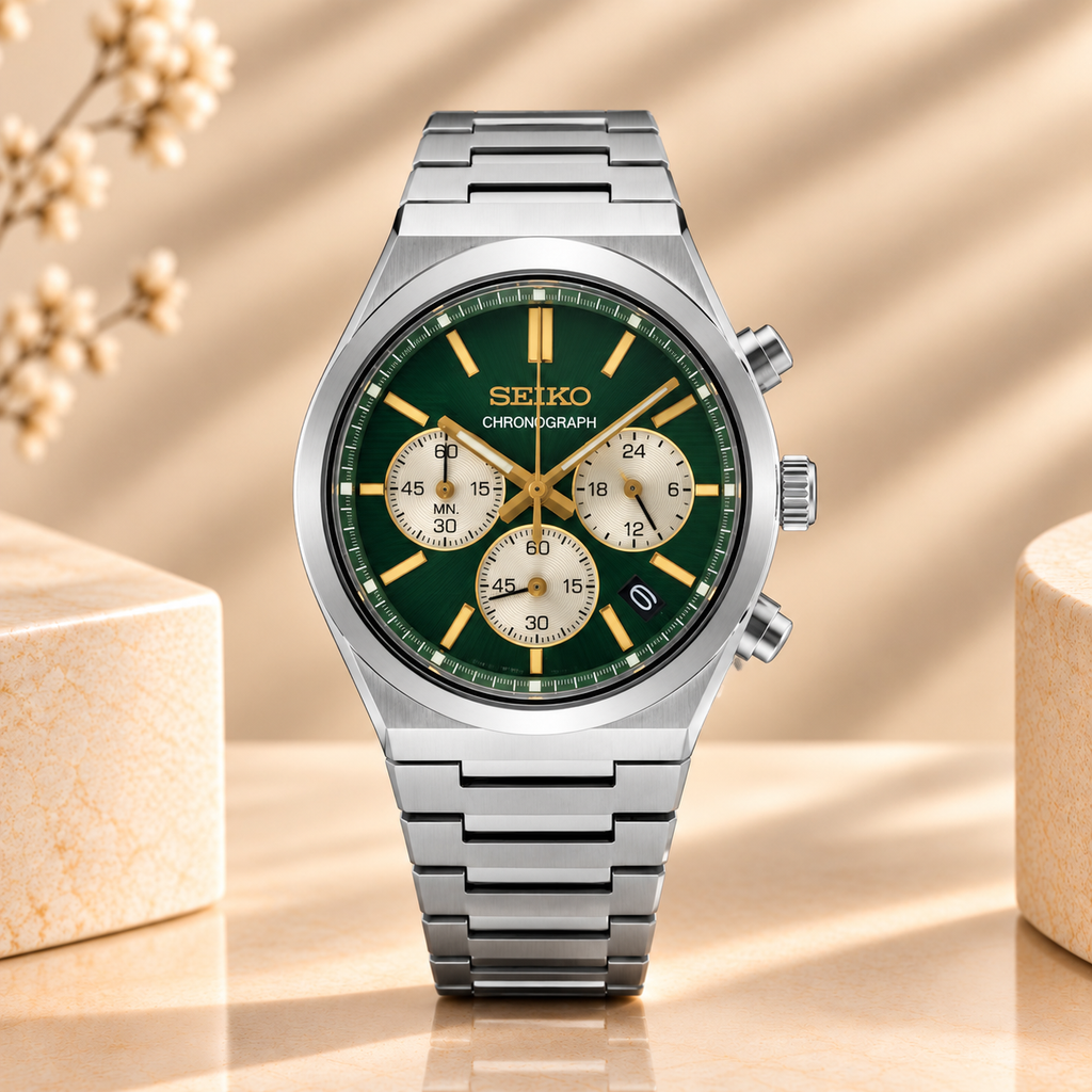 Montre Seiko Sport Chronographe 40 mm Vert – Acier