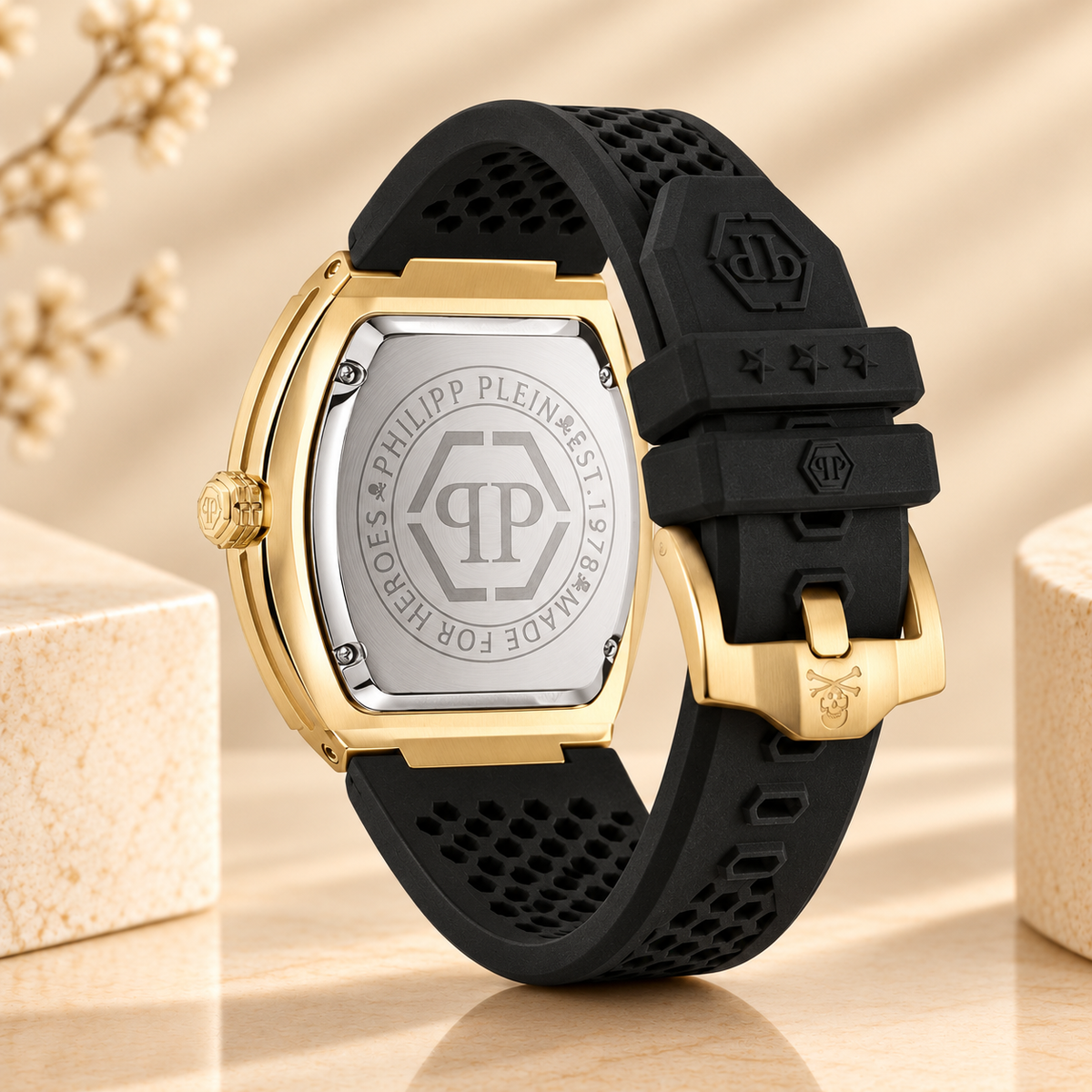 Montre Philipp Plein PWPUA0424 The Hexagon Phantom – Noire et Dorée – 44 mm