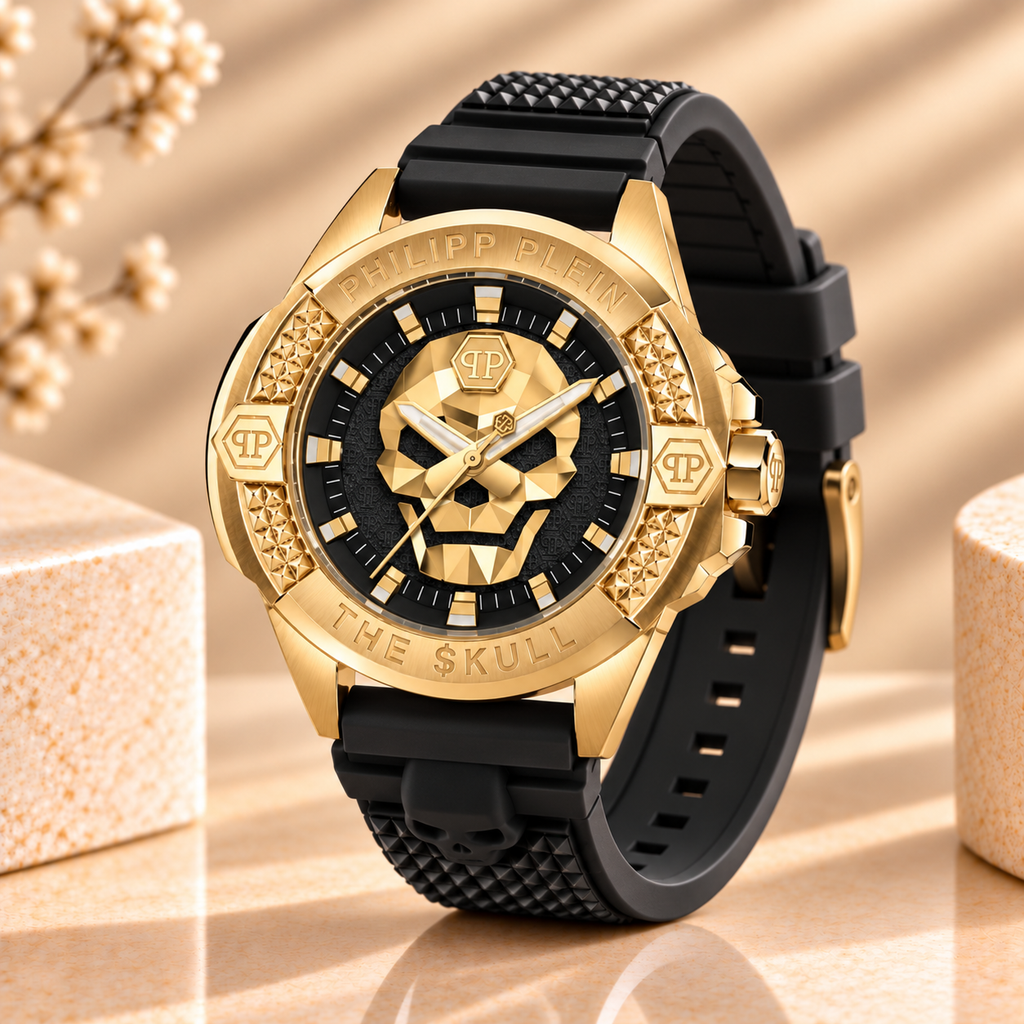 Montre Philipp Plein PWAAA0221 The $kull – Noire et Dorée – 44 mm