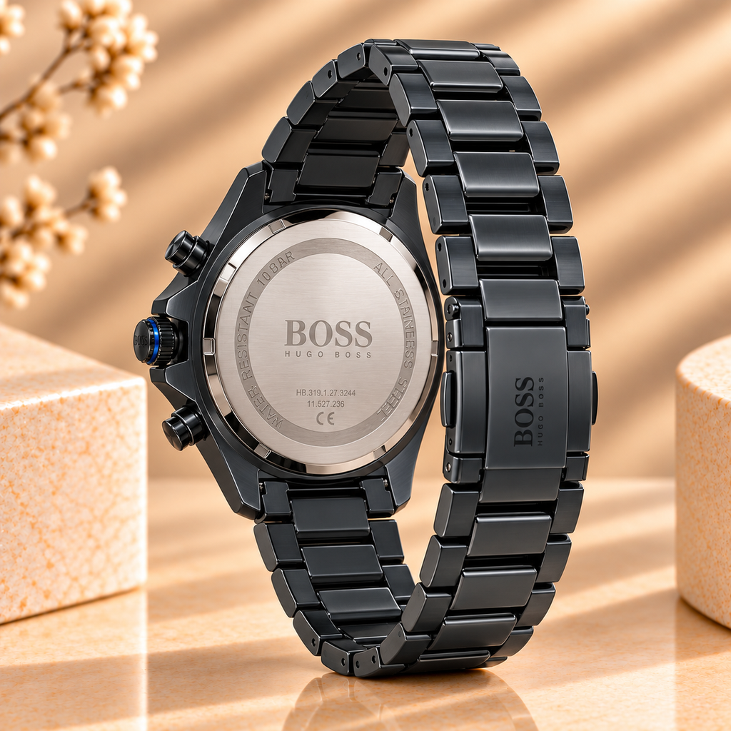 Montre Hugo Boss Globetrotter Chronographe 46 mm Noir et Bleu – Acier