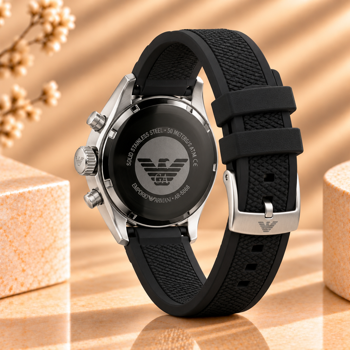 Montre Emporio Armani Sportivo Chronographe 43 mm Noir – Silicone