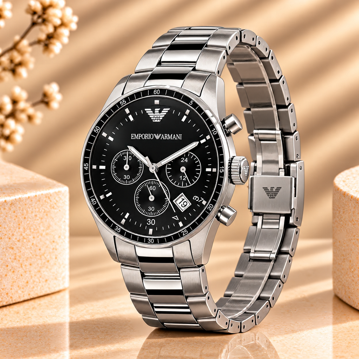 Montre Emporio Armani Sportivo Chronographe 43 mm Noir – Acier
